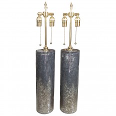Pair of mercury glass speckled table lamps